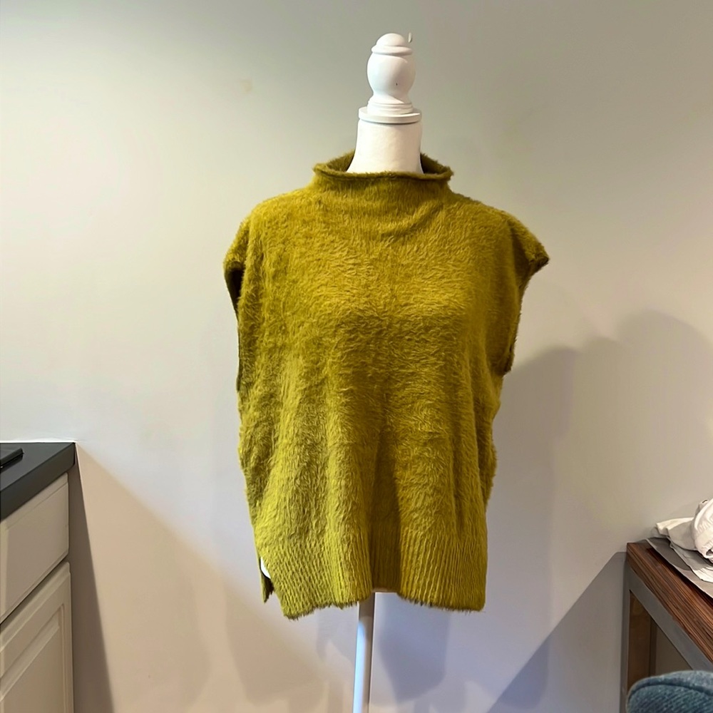Yellow-green sleeveless Anthropologie sweater